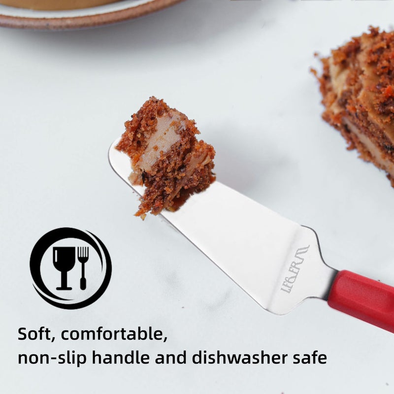 LEGERM Professional Stainless Steel Pie Spatula Server - 2-Pack Red Cake Cutter & Pizza, Dessert Serving Knife Set - Dishwasher Safe Kitchen Tool - Image 3